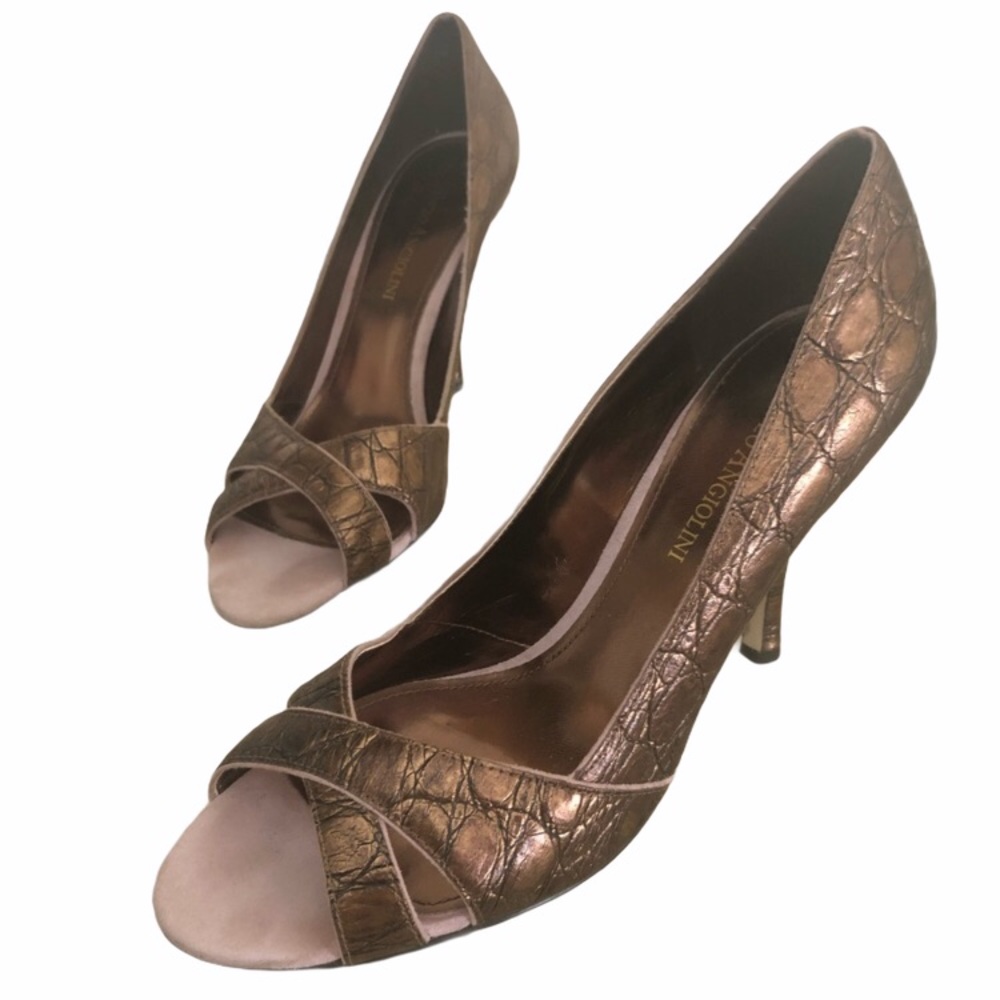 Enzo Angiolini bronze peep toe heels